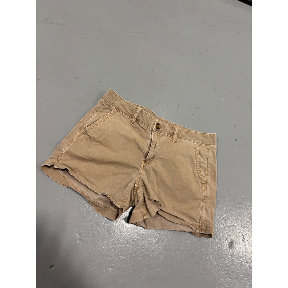 American Eagle Super Stretch Khaki Chino Shorts Tan Womens Size 6 Mid Rise